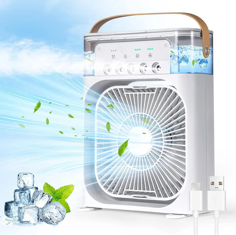 Portable Air Conditioner Fan Usb Electric Fan With Led Night Light, Fine Mist Water, And Humidifier Function | Led Night Light Water Mist (random Color)