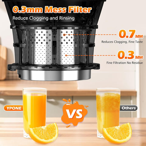 Compact 400W Slow Juicer with Large Feed Chute & Easy Cleaning (Titanium Gray) | High Juice Yield.